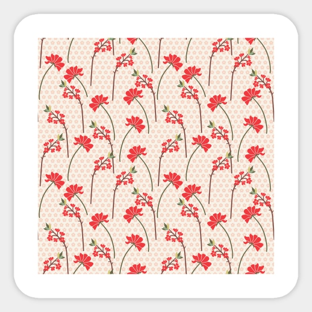 Summer Red Flowers Twigs Sticker by Farissa